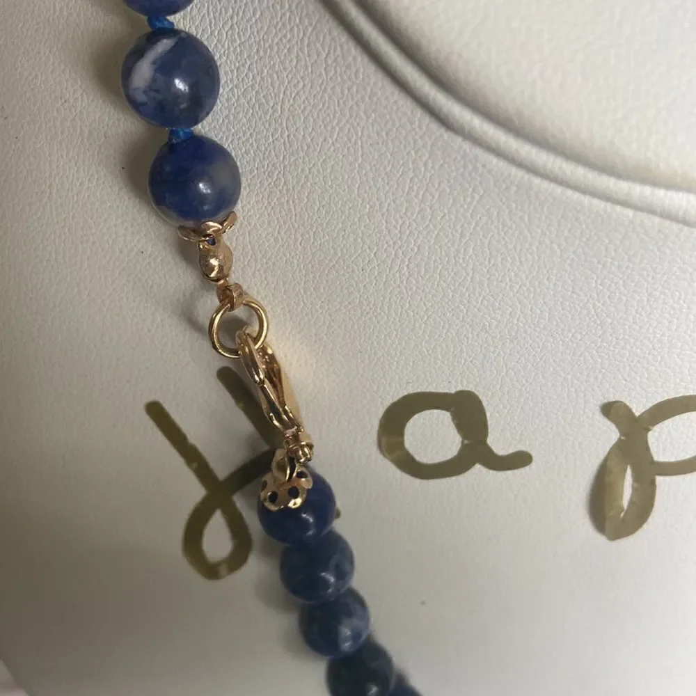 Necklace Brazilian stones round blue NWOT